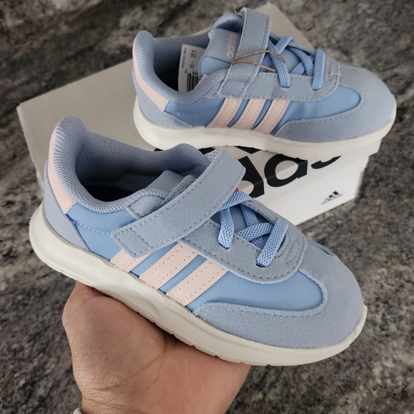 Adidas Kids Sky Blue and Soft Pink Sneakers - Picture 3 of 4